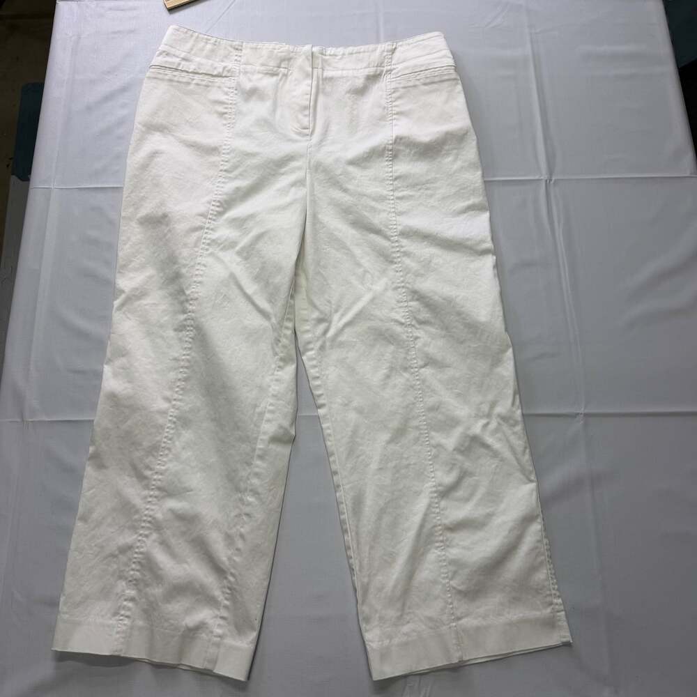 Susan Graver pants women’s Size Large White Capri flat front resort wear stretch
